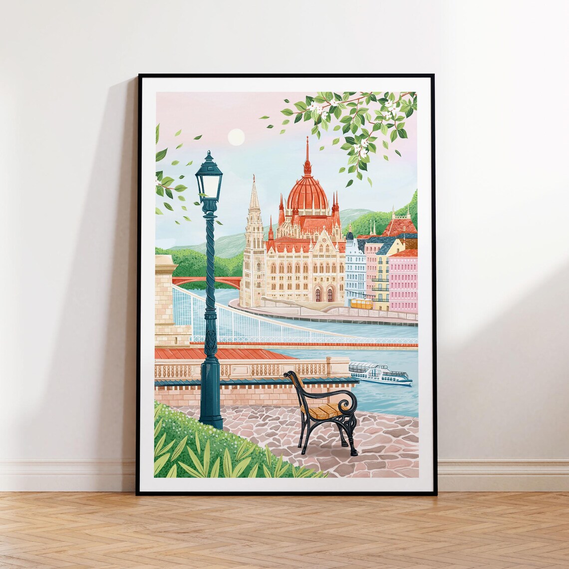 Budapest Hungary Travel Poster, Living Room Decor