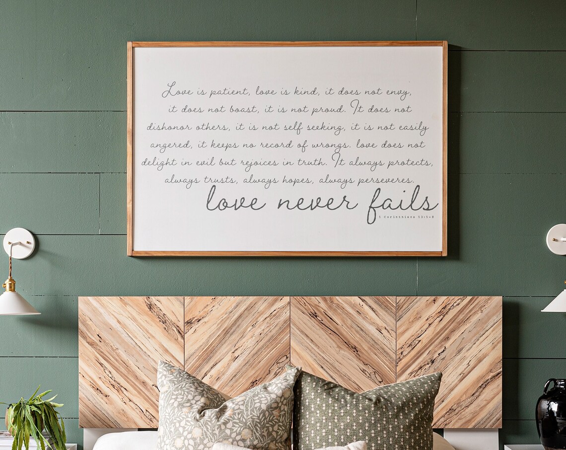 Love Never Fails Scripture Wall Decor Art Print