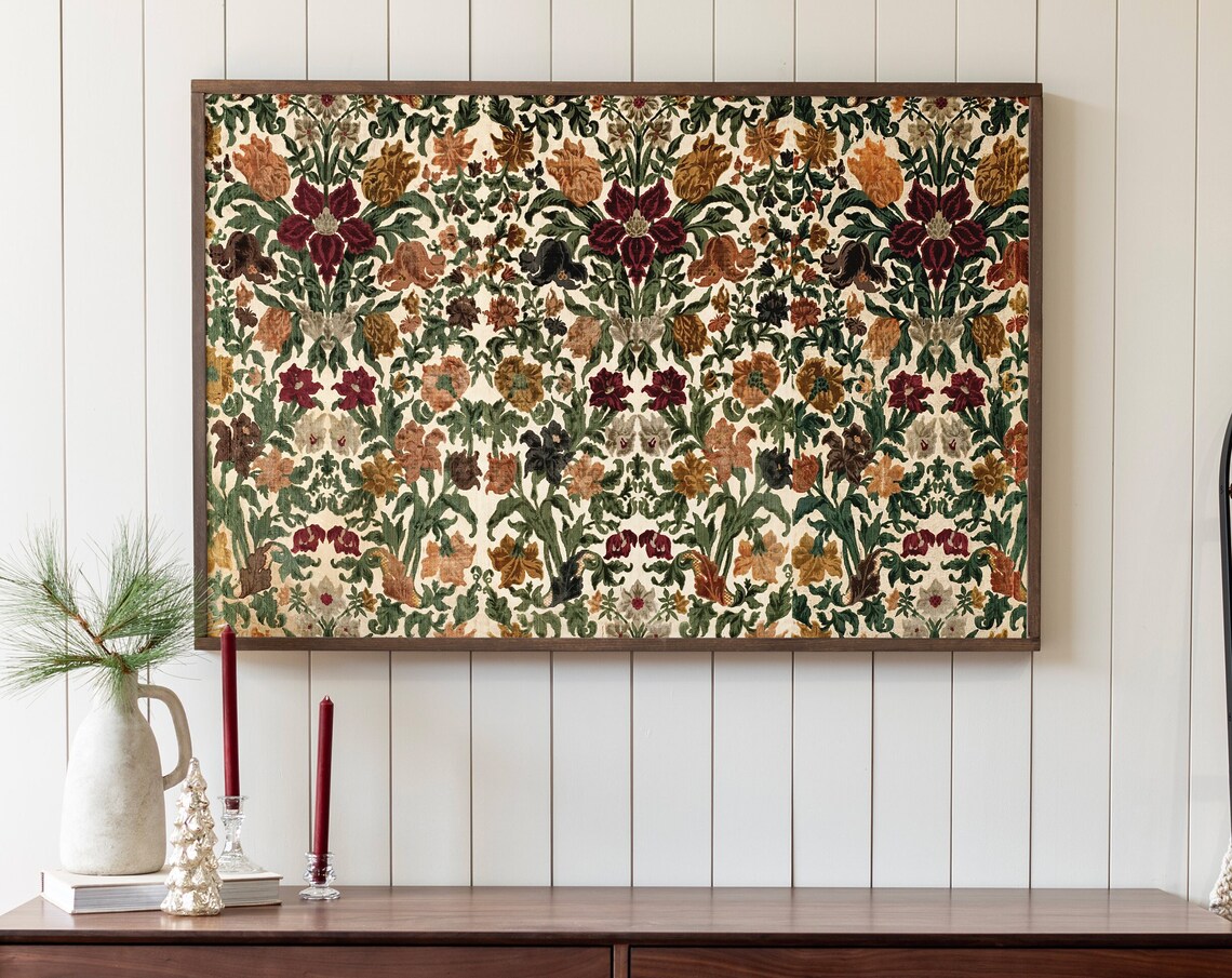 Vintage Christmas Pattern Art Print, Holiday Decor