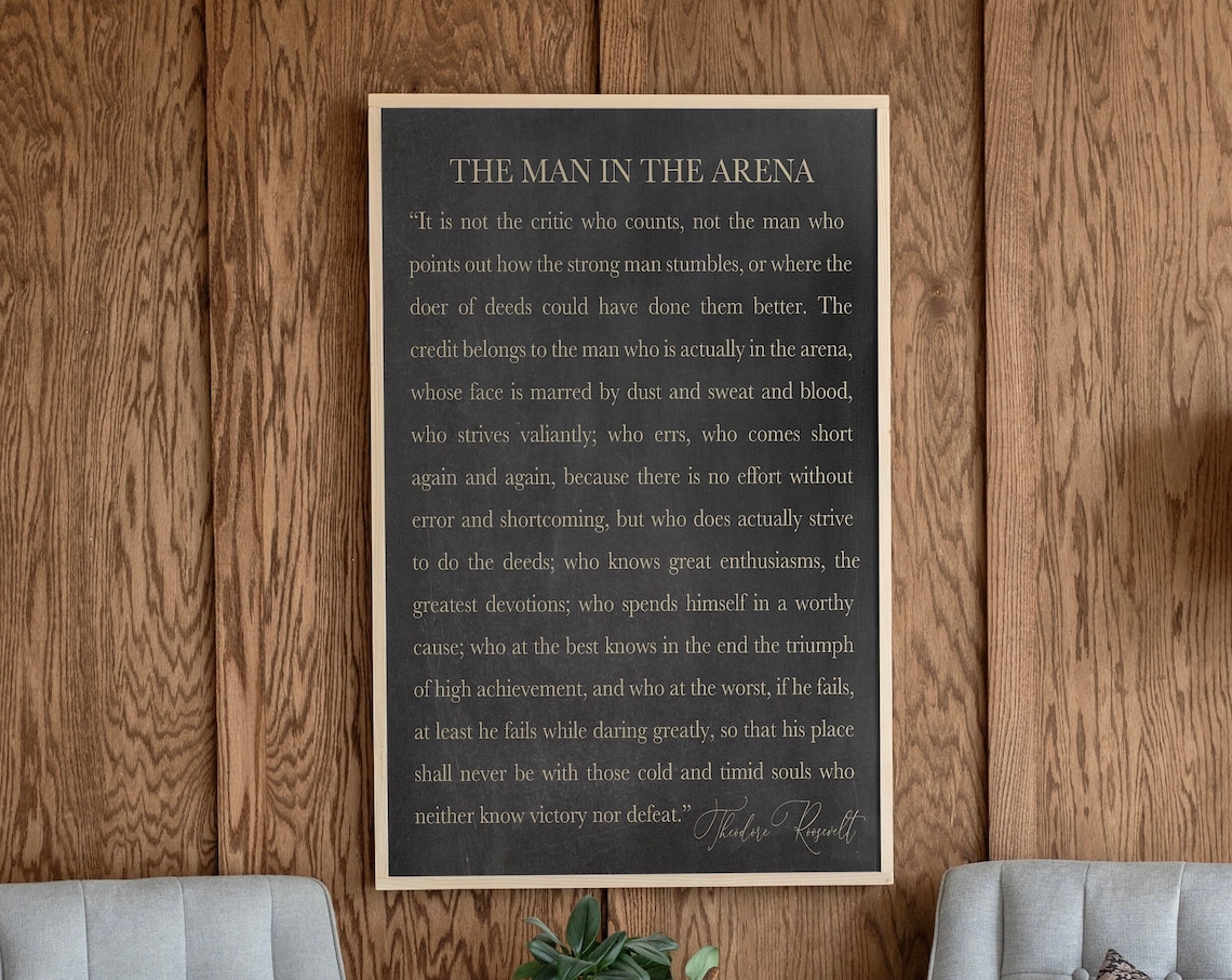 The Man in the Arena Motivational Art Print, Office Decor