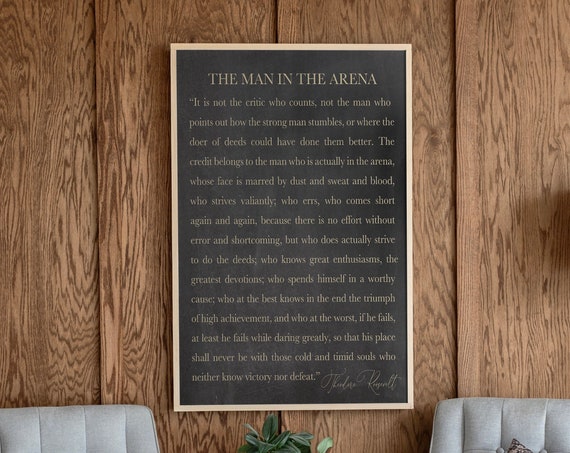 The Man in the Arena Motivational Art Print, Office Decor