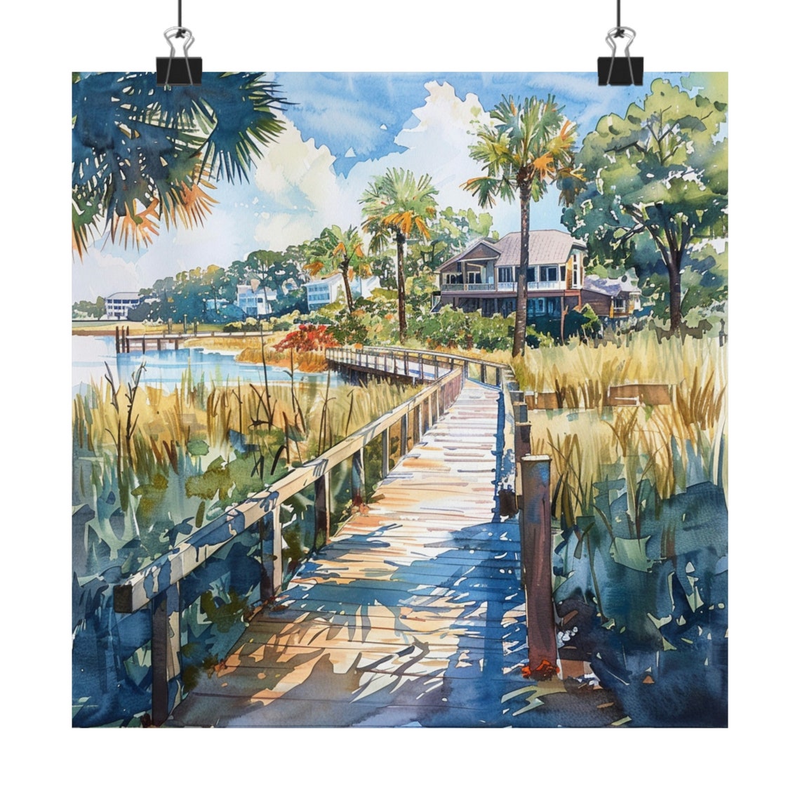 Hilton Head Boardwalk Through Marsh South Carolina Coastal Poster