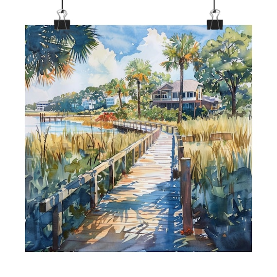 Hilton Head Boardwalk Through Marsh South Carolina Coastal Poster