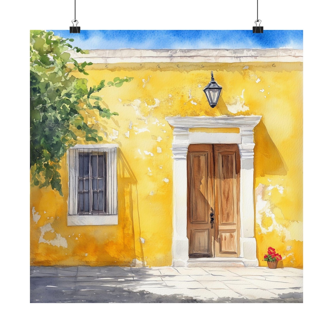 Izamal Mexico Bright Yellow Colonial House With Wooden Door Poster