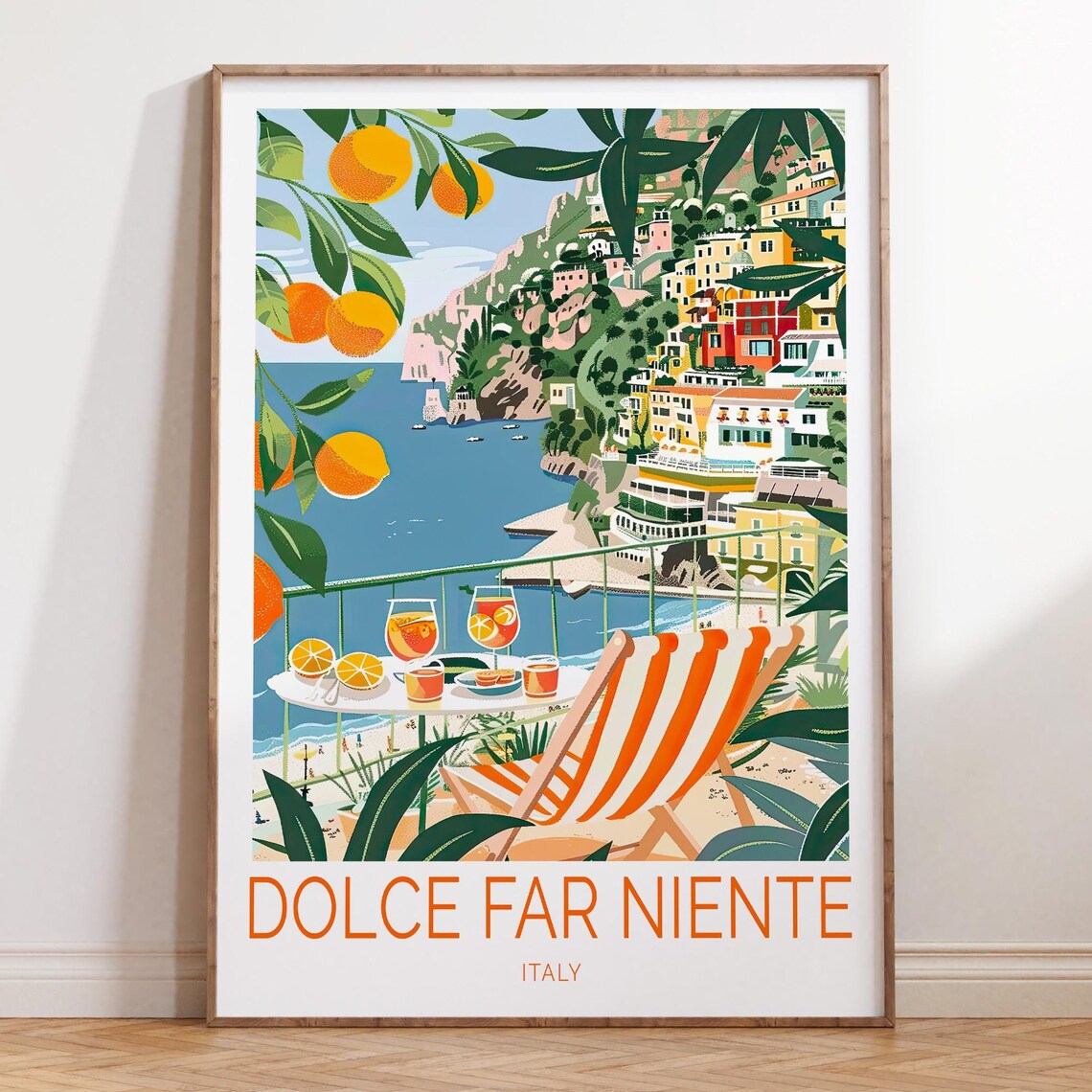 Dolce Far Niente Travel Poster, Italy Coast Art Print