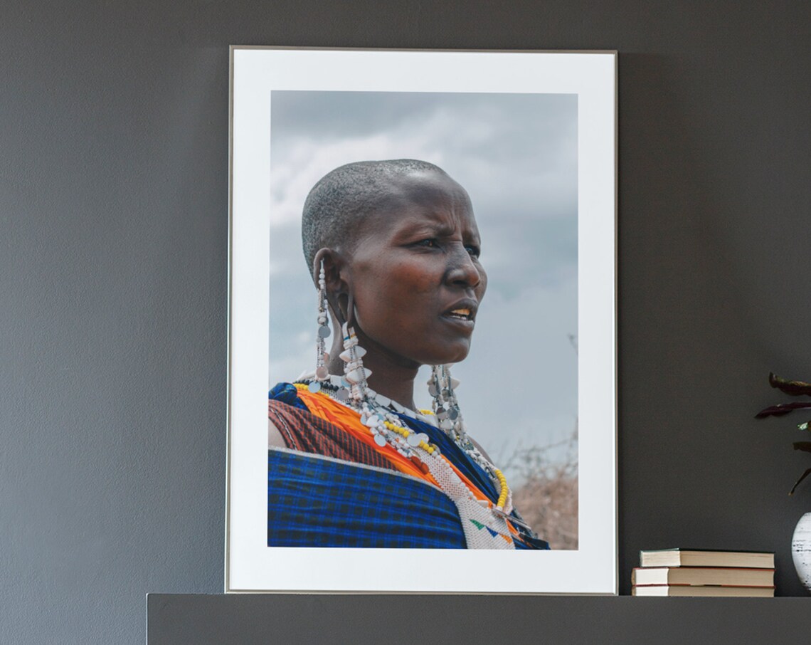 Maasai Woman Portrait Photo Print Tribal Jewelry Fine Art Wall Decor