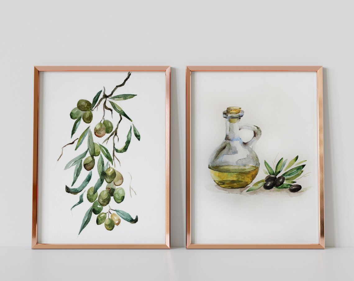 Olive Italy Watercolor Kitchen Art Print Set - Image 4