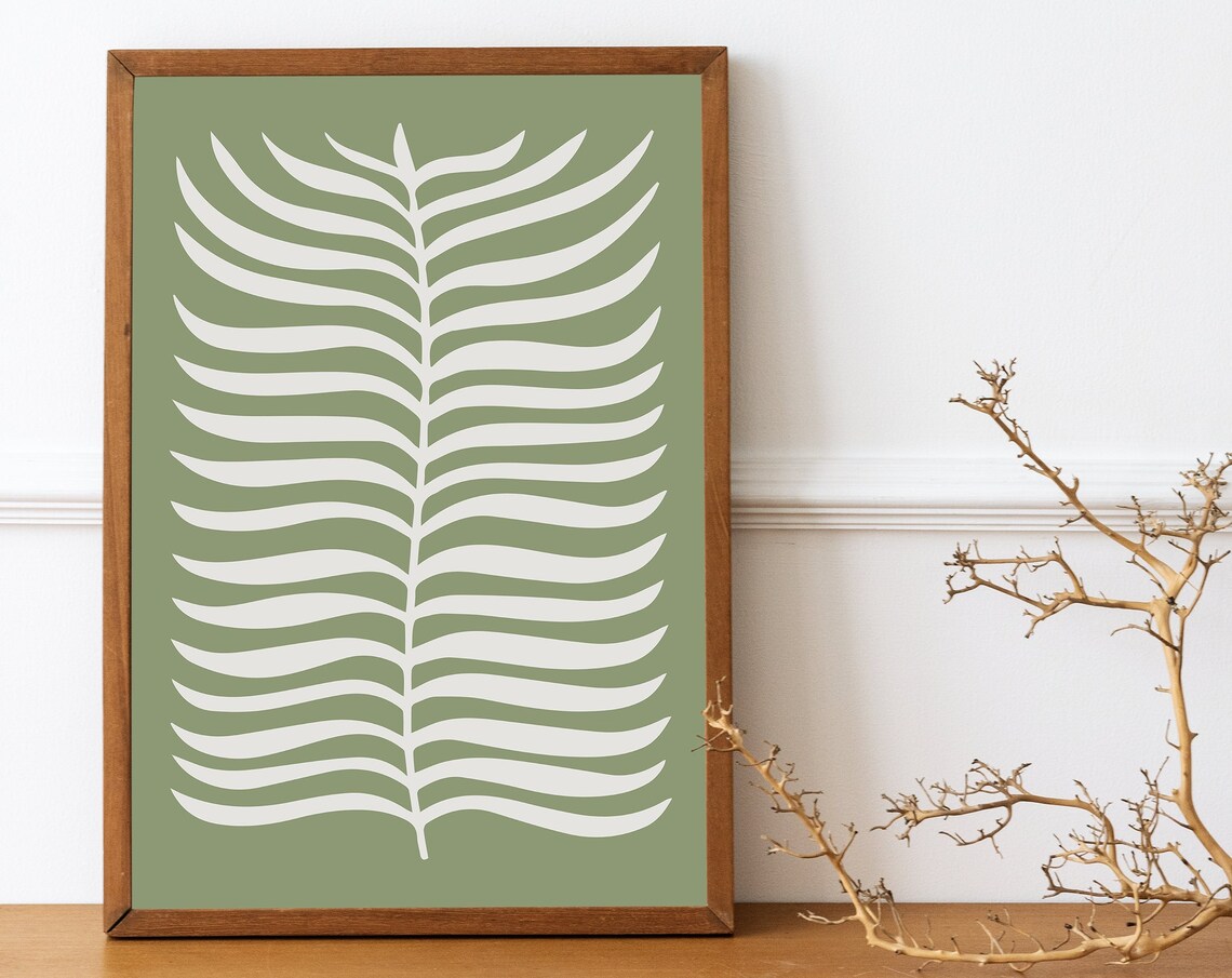 Botanical Print, Fern and Flower Illustration