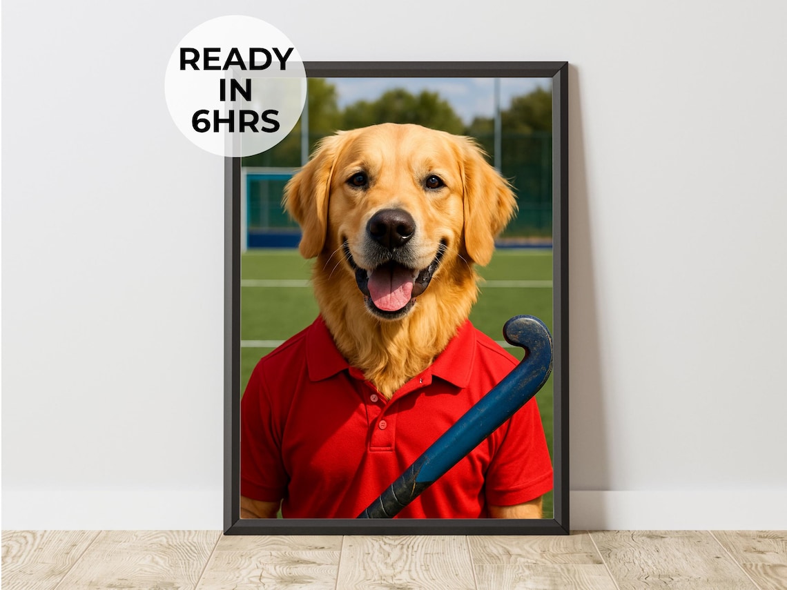 Field Hockey Pet Portrait, Sports Art Print