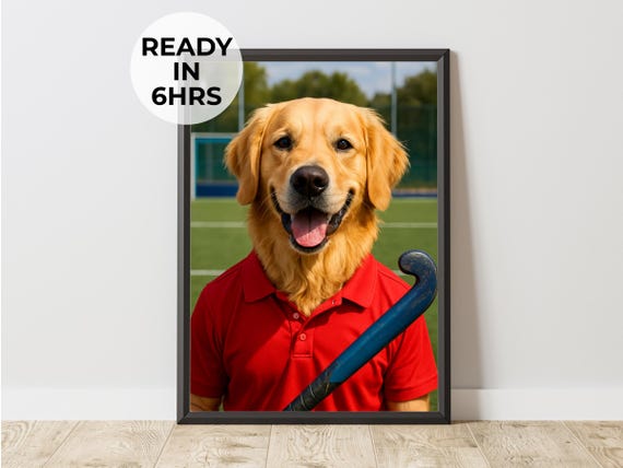 Field Hockey Pet Portrait, Sports Art Print