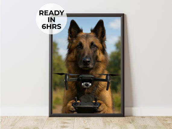 Custom Drone Pilot Pet Portrait Funny Aerial Camera Art Gift