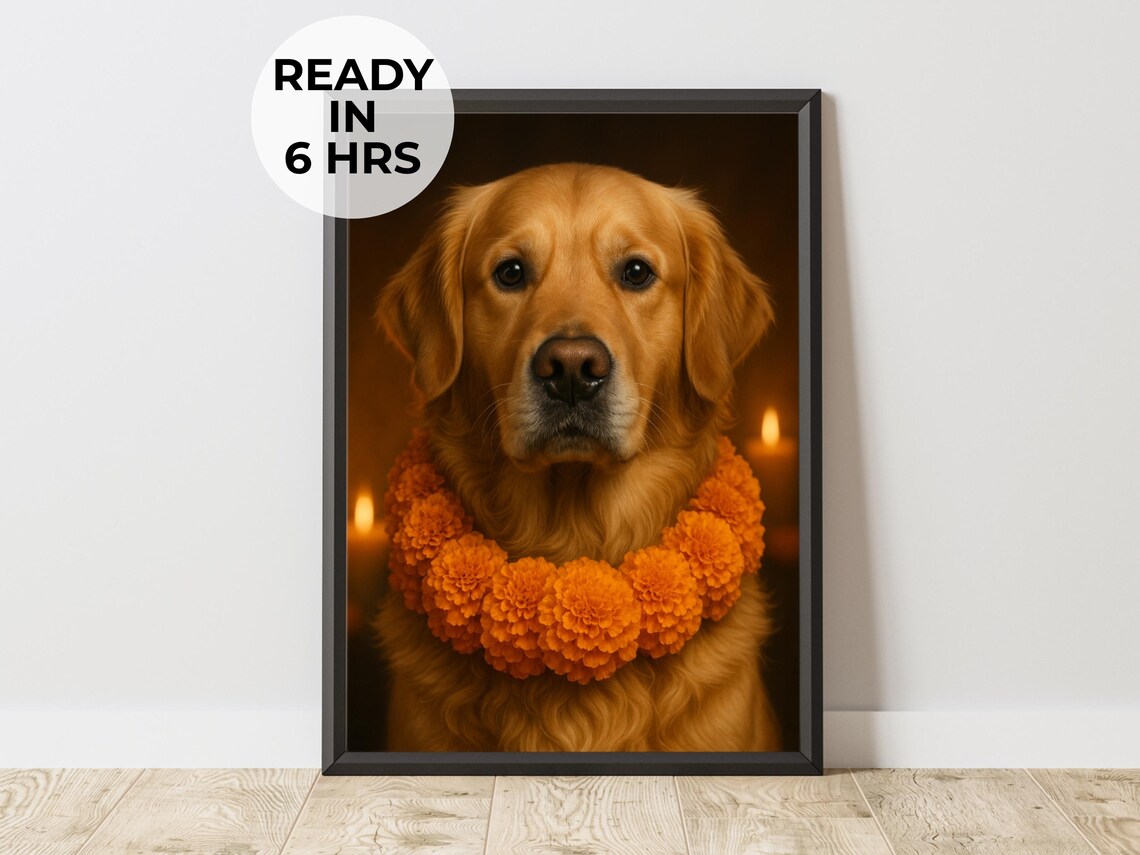 Día De Los Muertos Pet Portrait Dog, Art Print
