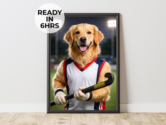 Custom Field Hockey Pet Portrait Athlete Art Team Gift