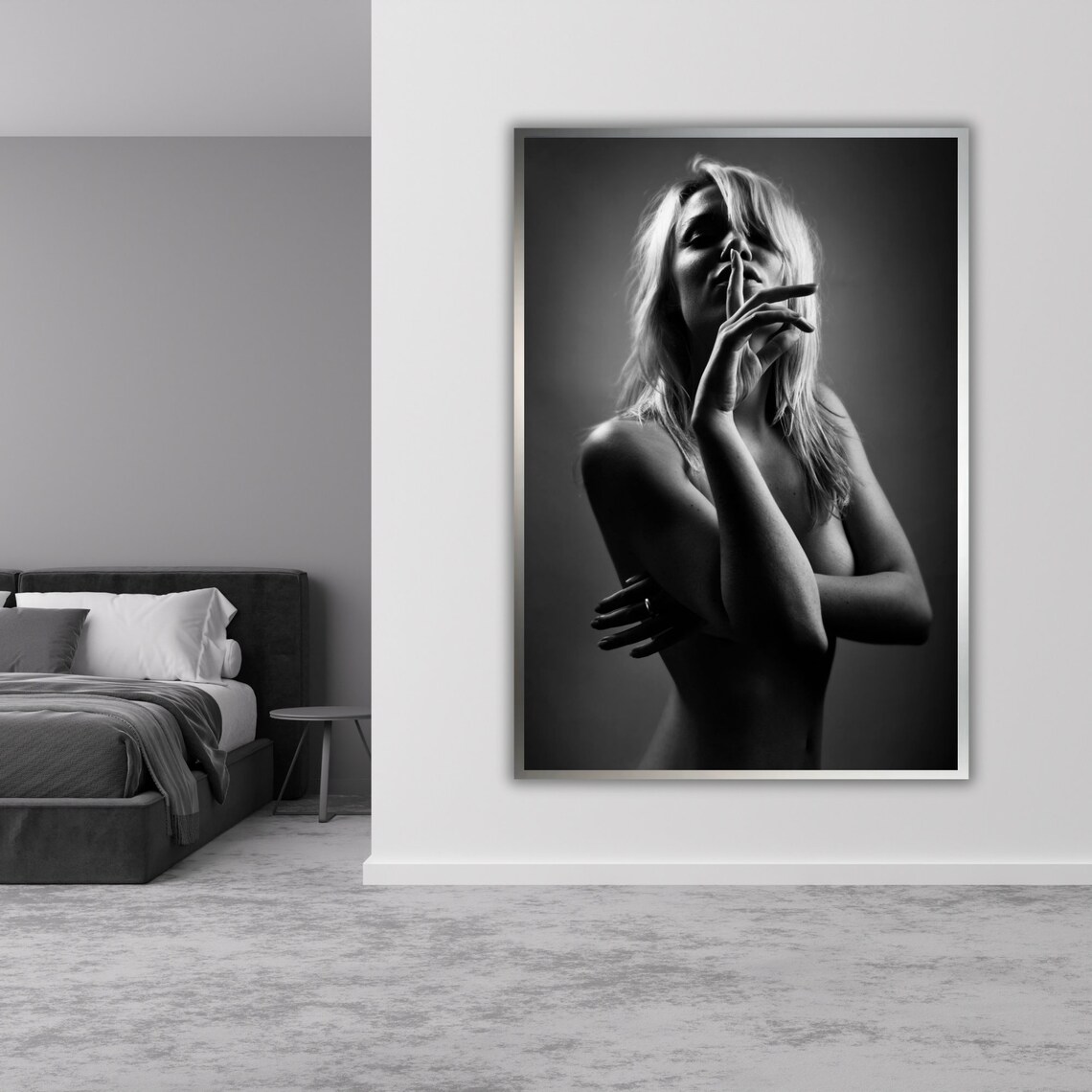 Black and White Blonde Woman Portrait Sultry Photography Poster - Image 5