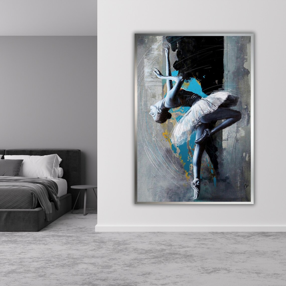 Ballerina in White Tutu Moody Urban Abstract Dance Art Poster - Image 3