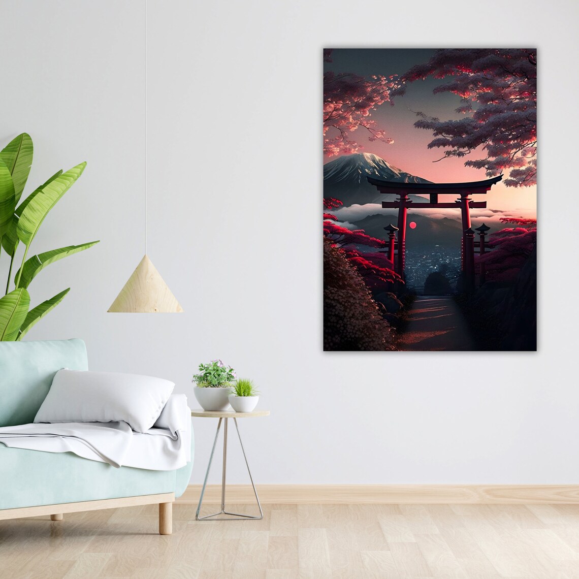Japan Torii Gate Cherry Blossoms Mount Fuji Sunset View Travel Poster - Image 4