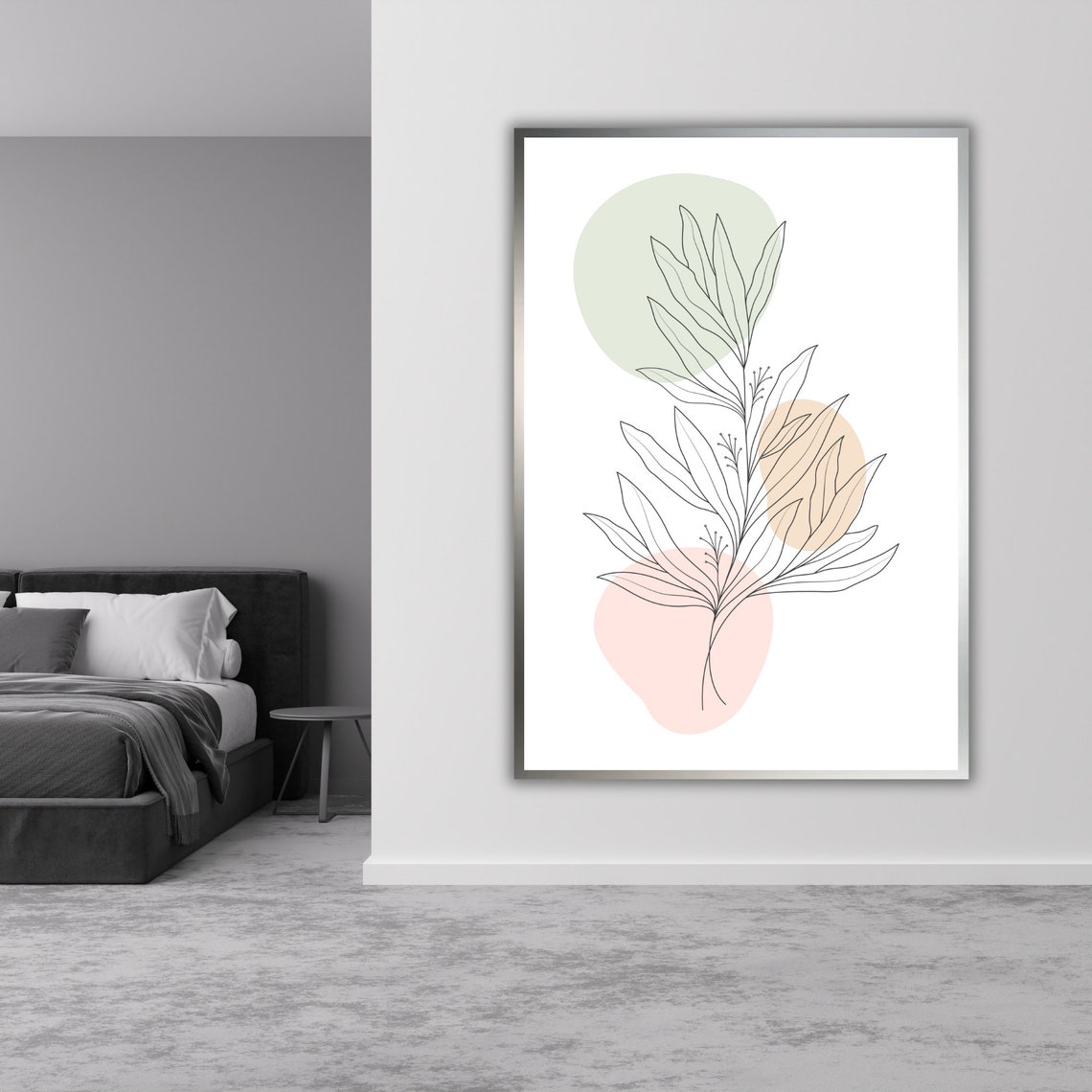 Leafy Branch Line Art Minimalist Botanical Pastel Decor Poster - Image 5