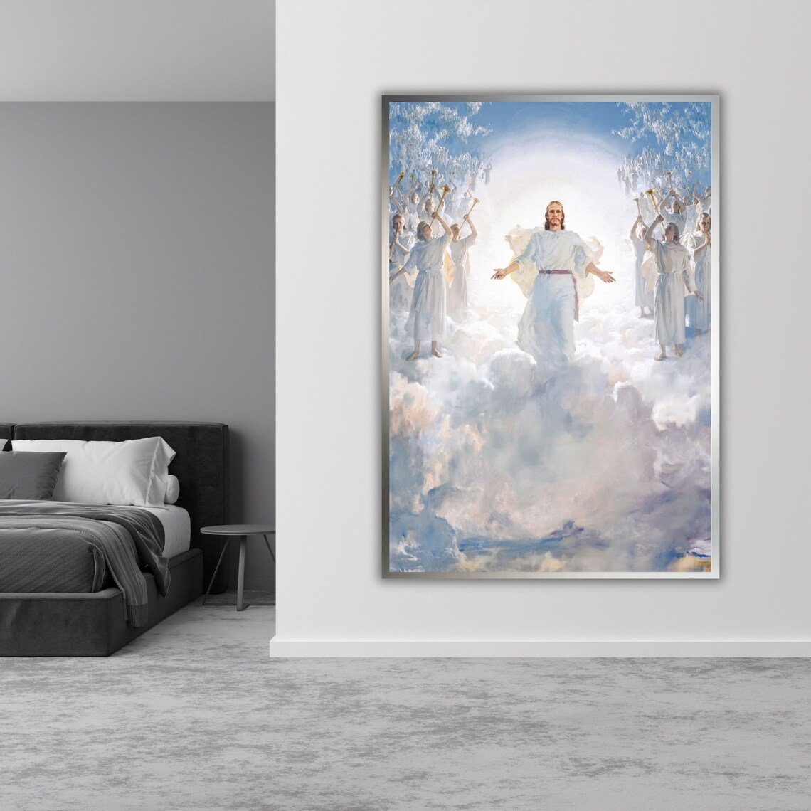 Jesus Ascending Among Angels In Clouds Bright Christian Heaven Art Poster - Image 5