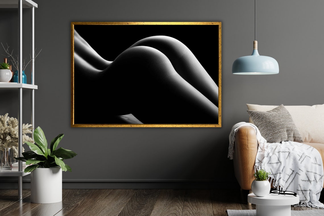 Black And White Curved Form Bodyscape Minimal Abstract Nude Poster - Image 4