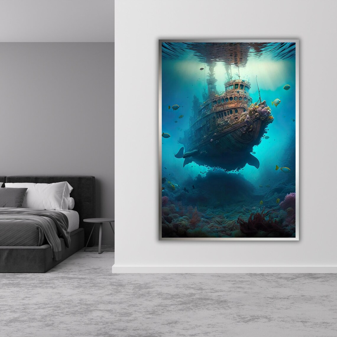 Sinking Ship Art Print Ready To Hang Framed Ocean Wall Decor Nautical Art Maritime Gift - Image 3