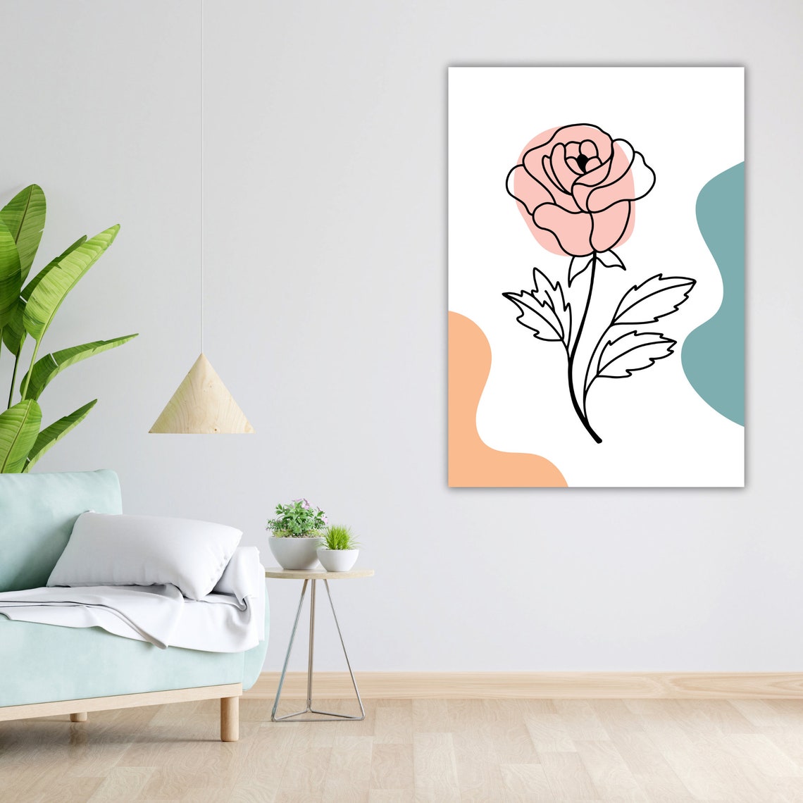 Minimalist Pink Rose Line Art Floral Modern Wall Decor Poster - Image 4