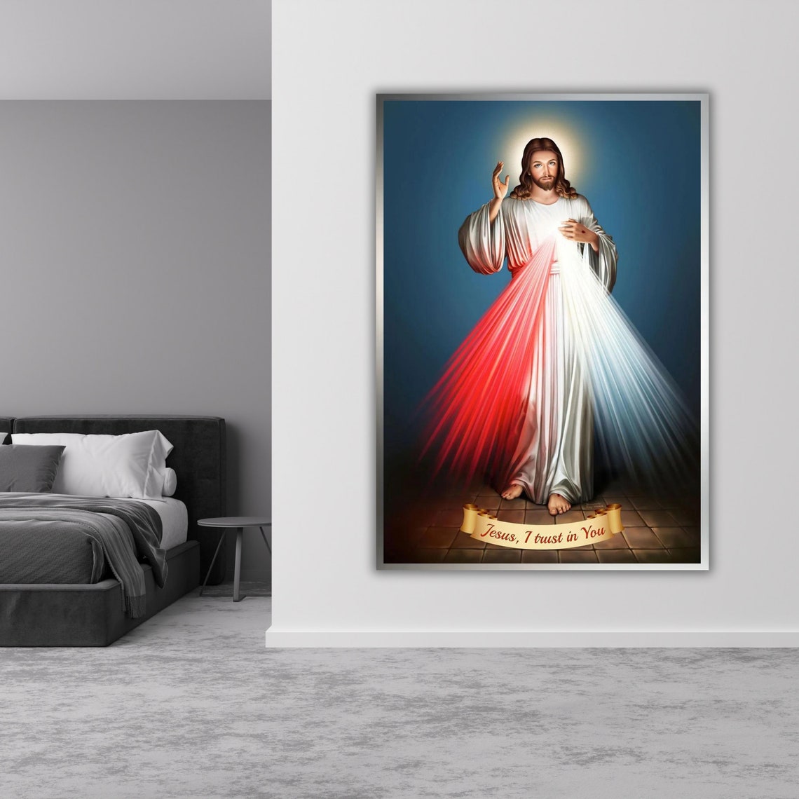 Divine Mercy Jesus Red White Rays Jesus I Trust In You Art Poster - Image 5