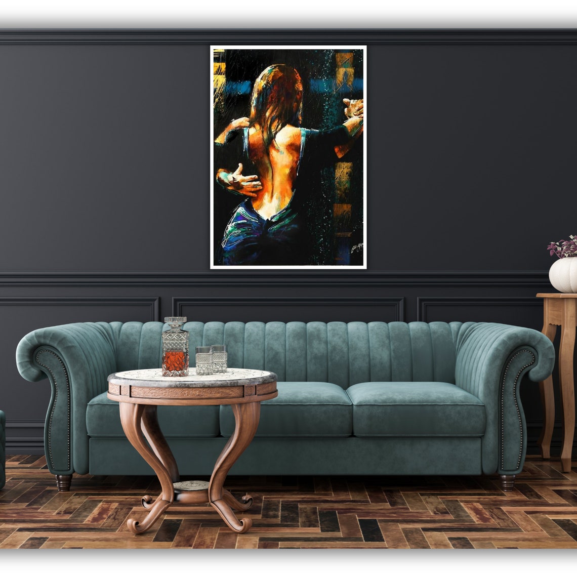 Oil Painting Romantic Dancing Couple Print Framed Wall Art Ready To Hang Home Decoration Gift Idea - Image 4