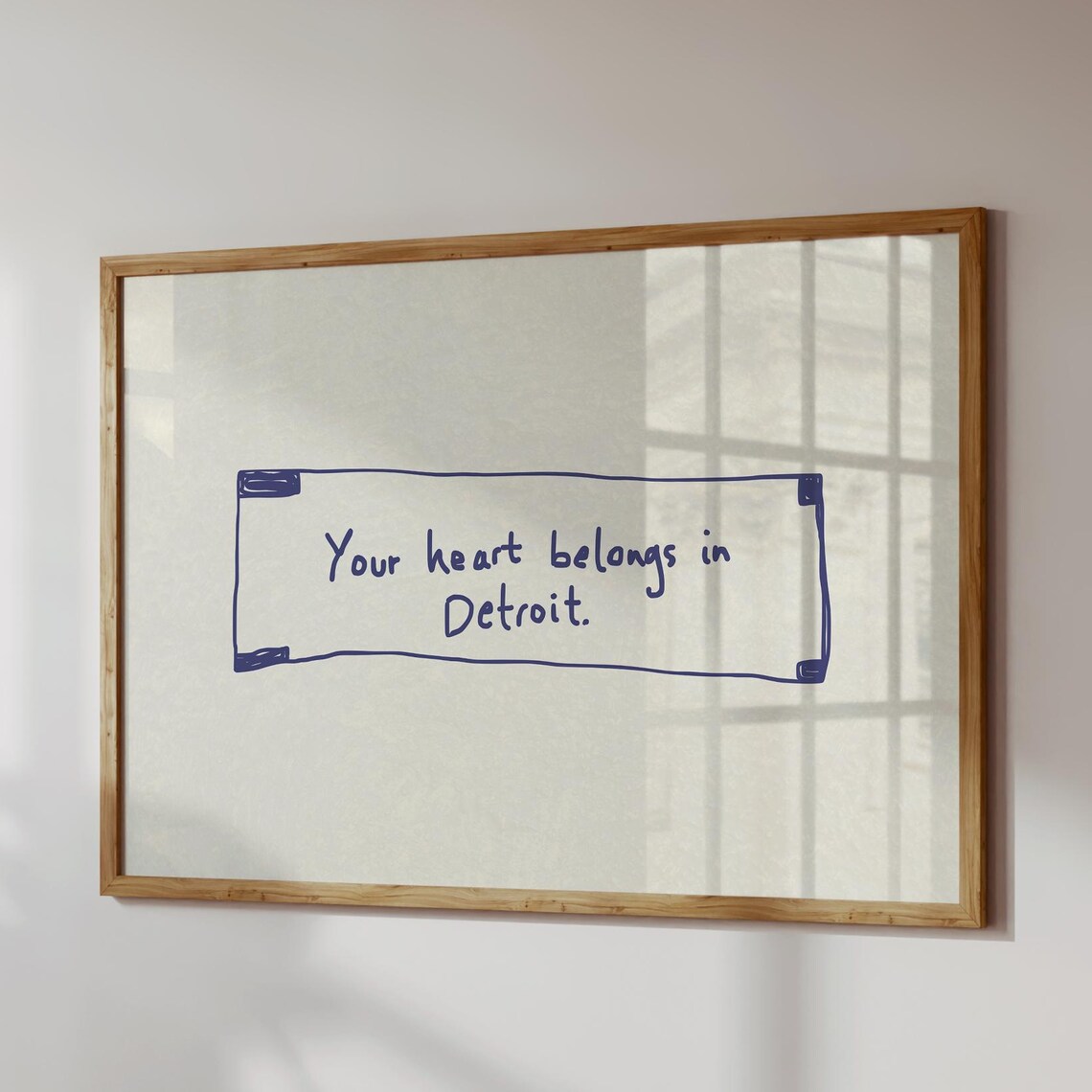 Your Heart Belongs in Detroit Handwritten City Love Note Minimalist Poster