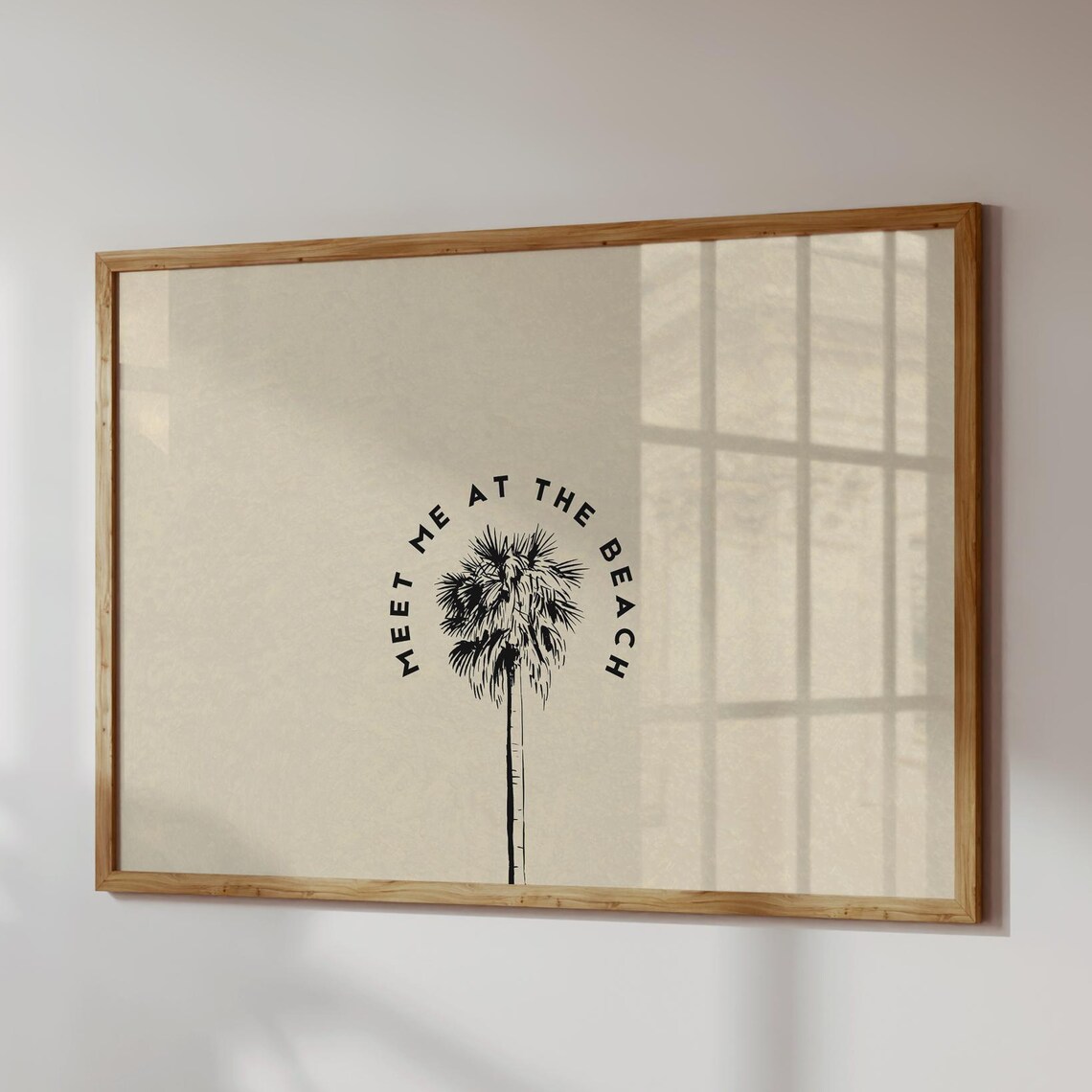 Retro Beach Print, Minimalist Coastal Palm Tree