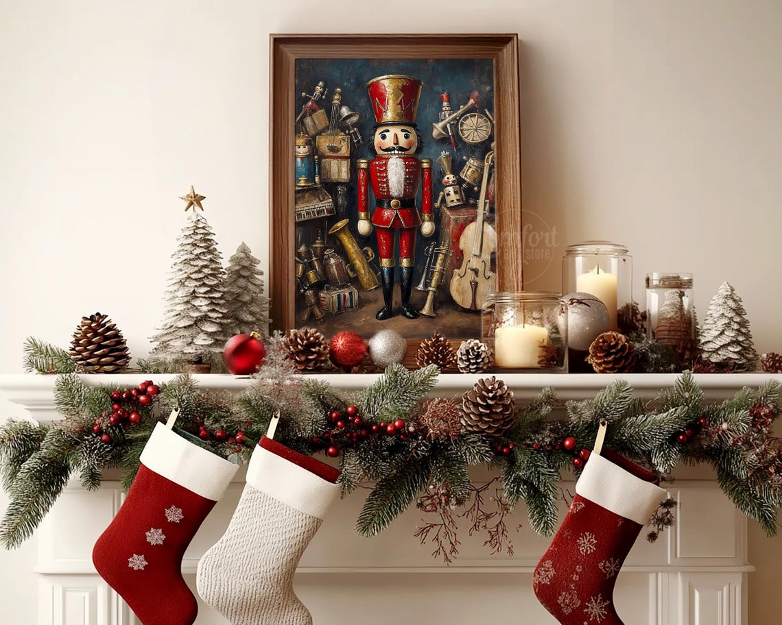 Nutcracker Soldier Surrounded by Vintage Brass Instruments Wall Art - Image 4