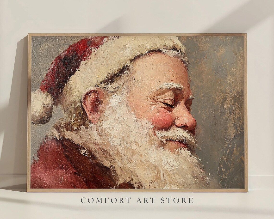 Smiling Santa Claus Vintage Oil Portrait Christmas Holiday Poster - Image 6