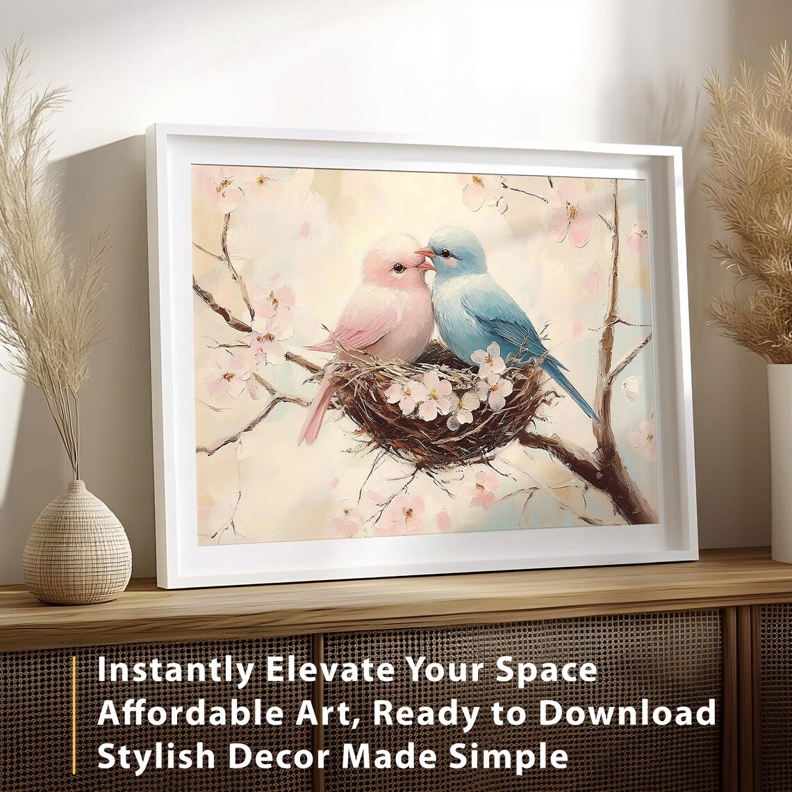 Vintage Birds Kissing Valentine Love Bird Art Print - Image 4