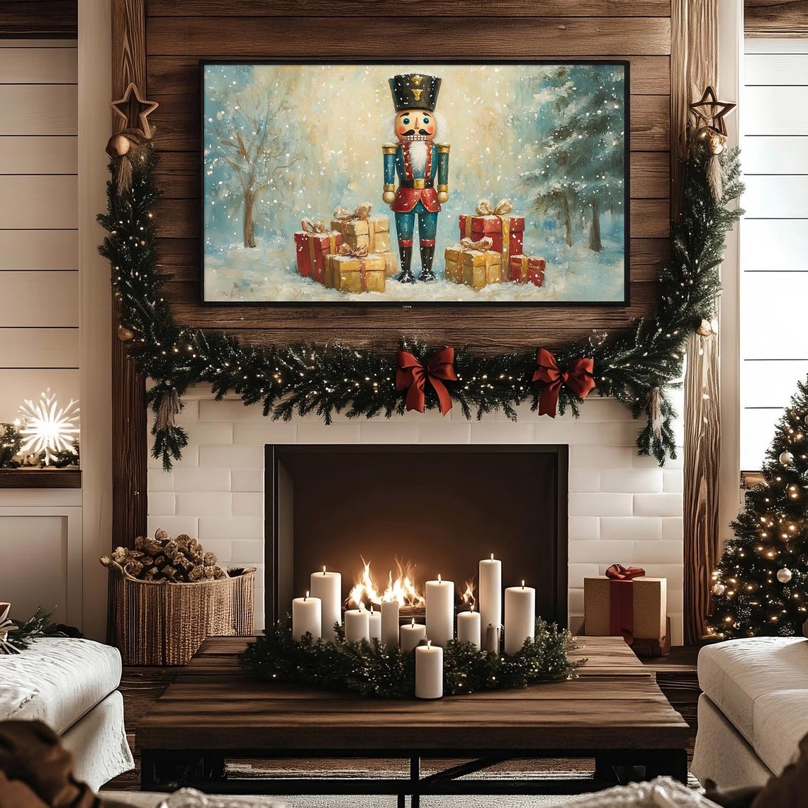 Vintage Nutcracker Soldier With Gifts In A Snowy Winter Scene Poster - Image 3