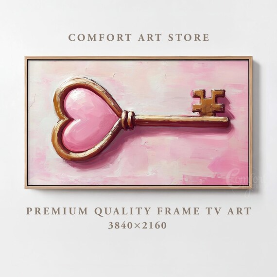 Valentines Day Frame Tv Art Frame Tv Rustic Heart Key Frame Tv Vintage Valentines Antique Painting Moody Romantic Gift Home Dcor Tv