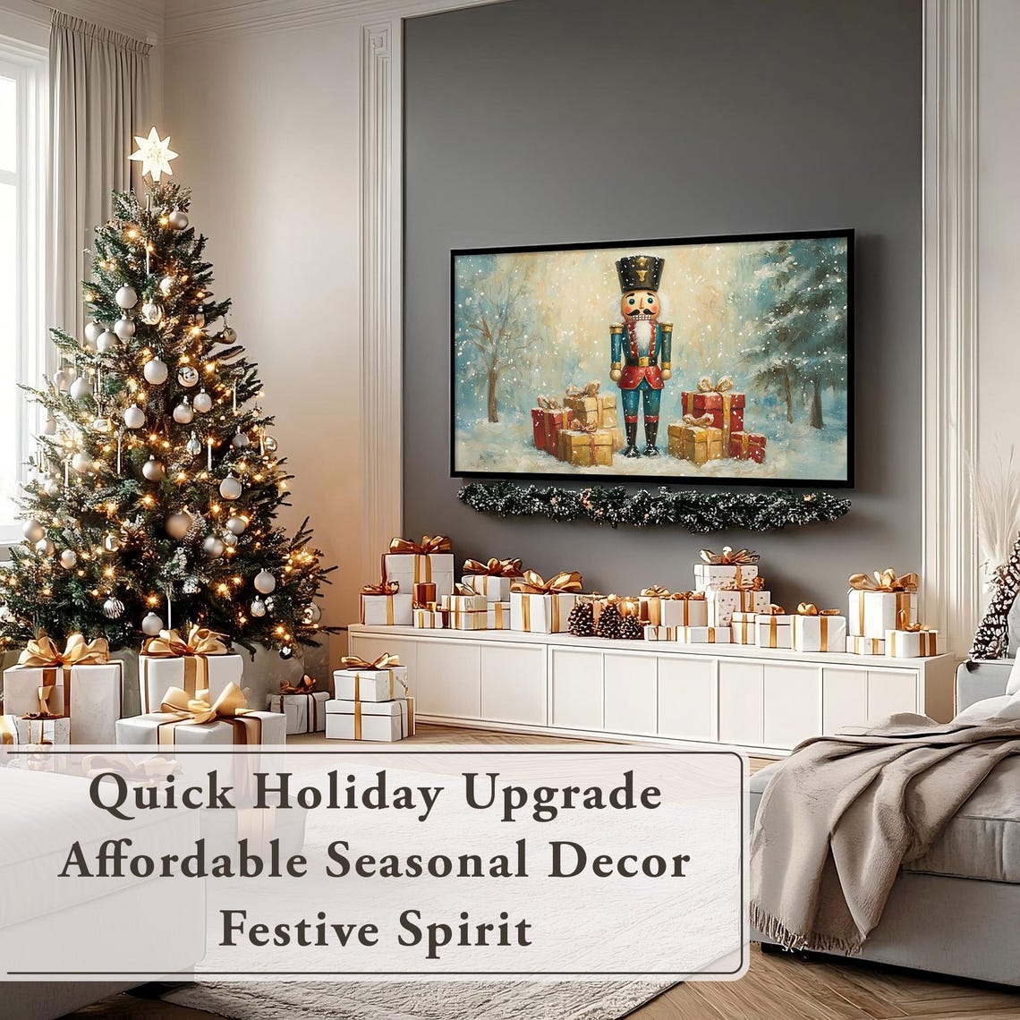 Vintage Nutcracker Soldier With Gifts In A Snowy Winter Scene Poster - Image 5
