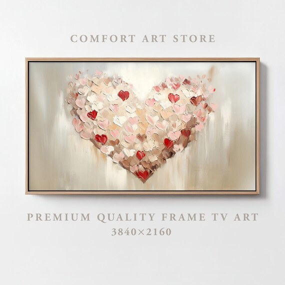 Valentines Day Frame Tv Art Frame Tv Red Pink Heart Frame Tv Vintage Valentines Holiday Painting Moody Romantic Gift Home Dcor Tv