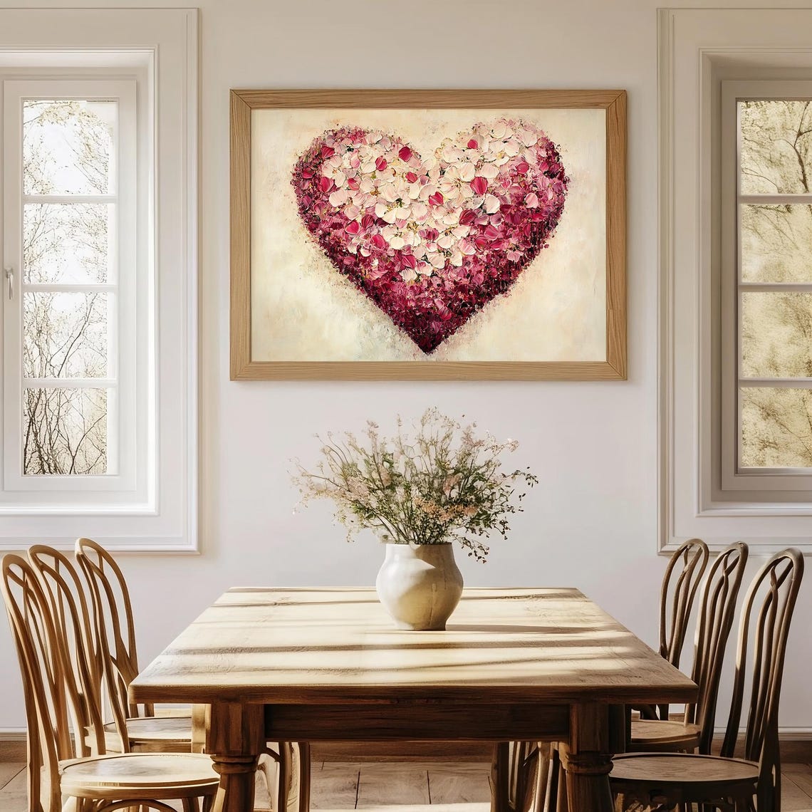 Blush Rose Petal Heart Oil Painting Romantic Valentines Decor Poster - Image 5