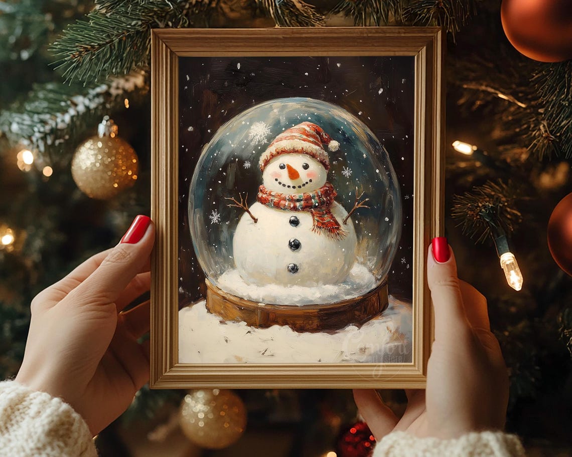 Smiling Snowman Inside Snow Globe Winter Holiday Decor Poster - Image 4