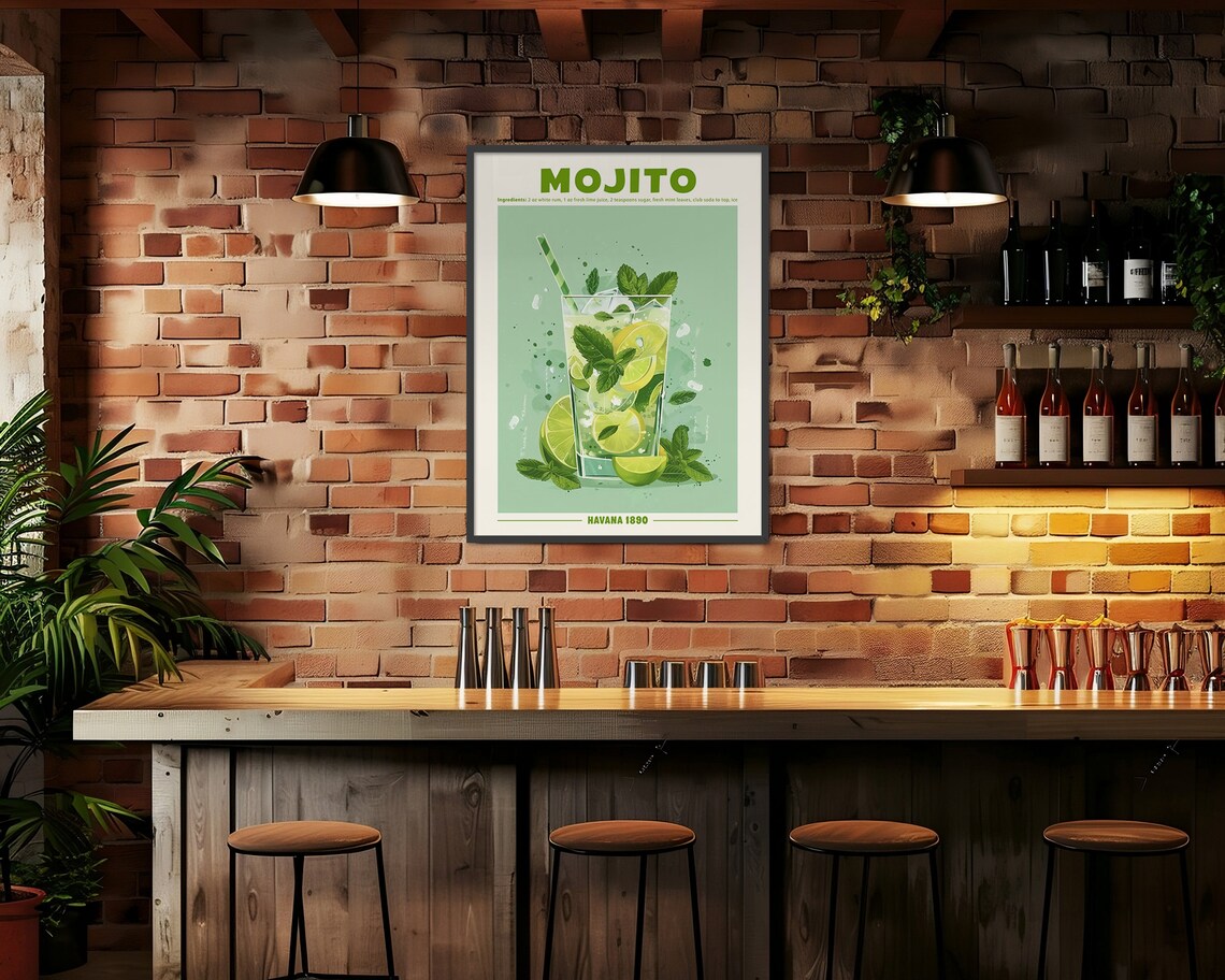 Mojito Cocktail Retro Exhibition Poster, Bar Decor - Image 5