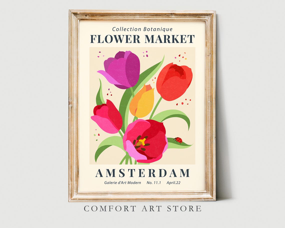 Amsterdam Flower Market Botanical Tulip Museum Exhibition Art Poster - Image 4