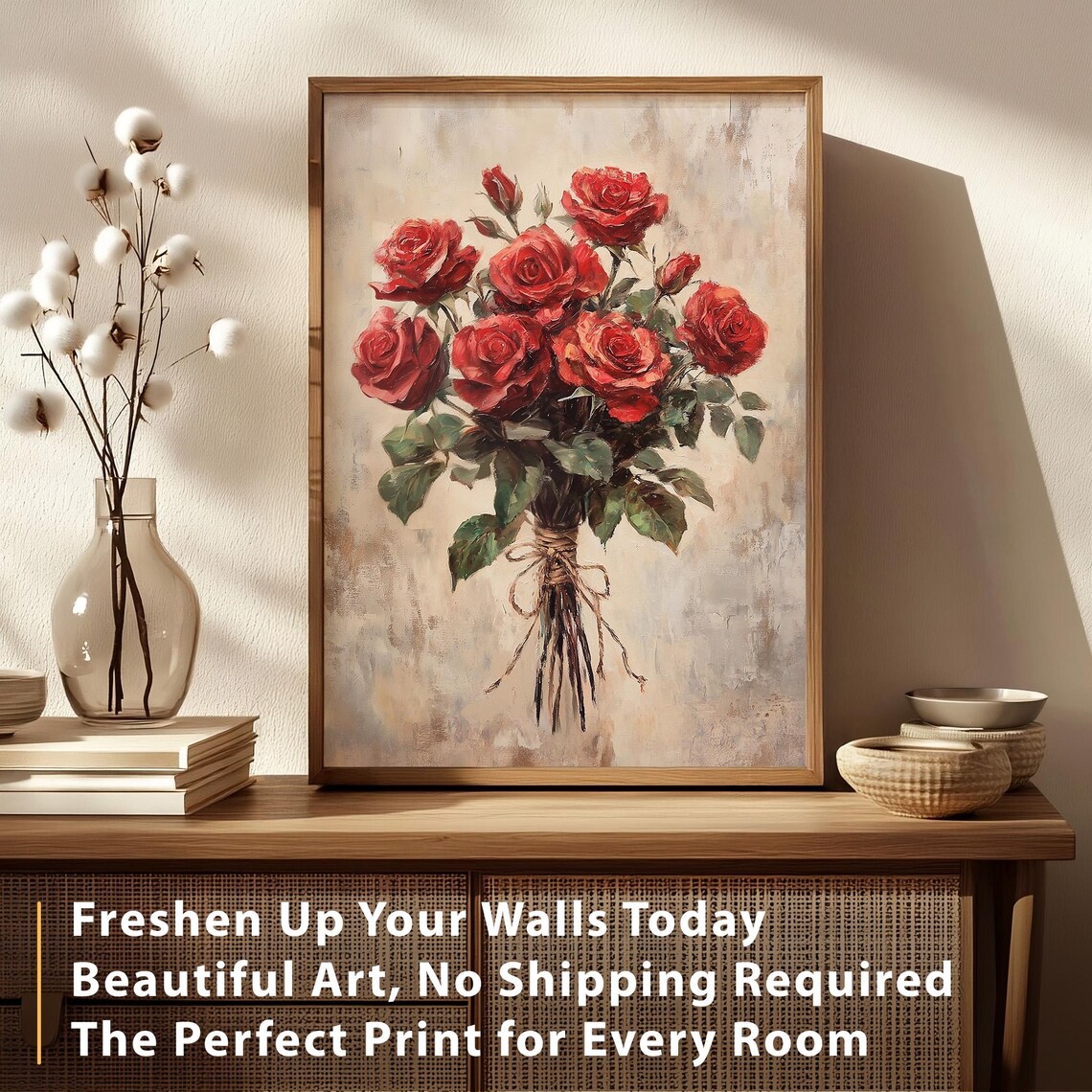 Valentines Day Red Roses Bouquet Vintage Art Print - Image 5