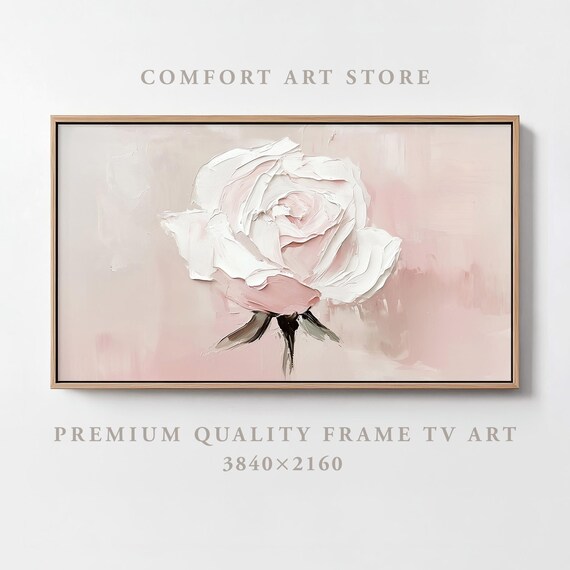 Valentines Day Frame Tv Art Frame Tv Flower Rose Frame Tv Vintage Valentines Rustic Impasto Painting Moody Rose Love Home Decor Tv