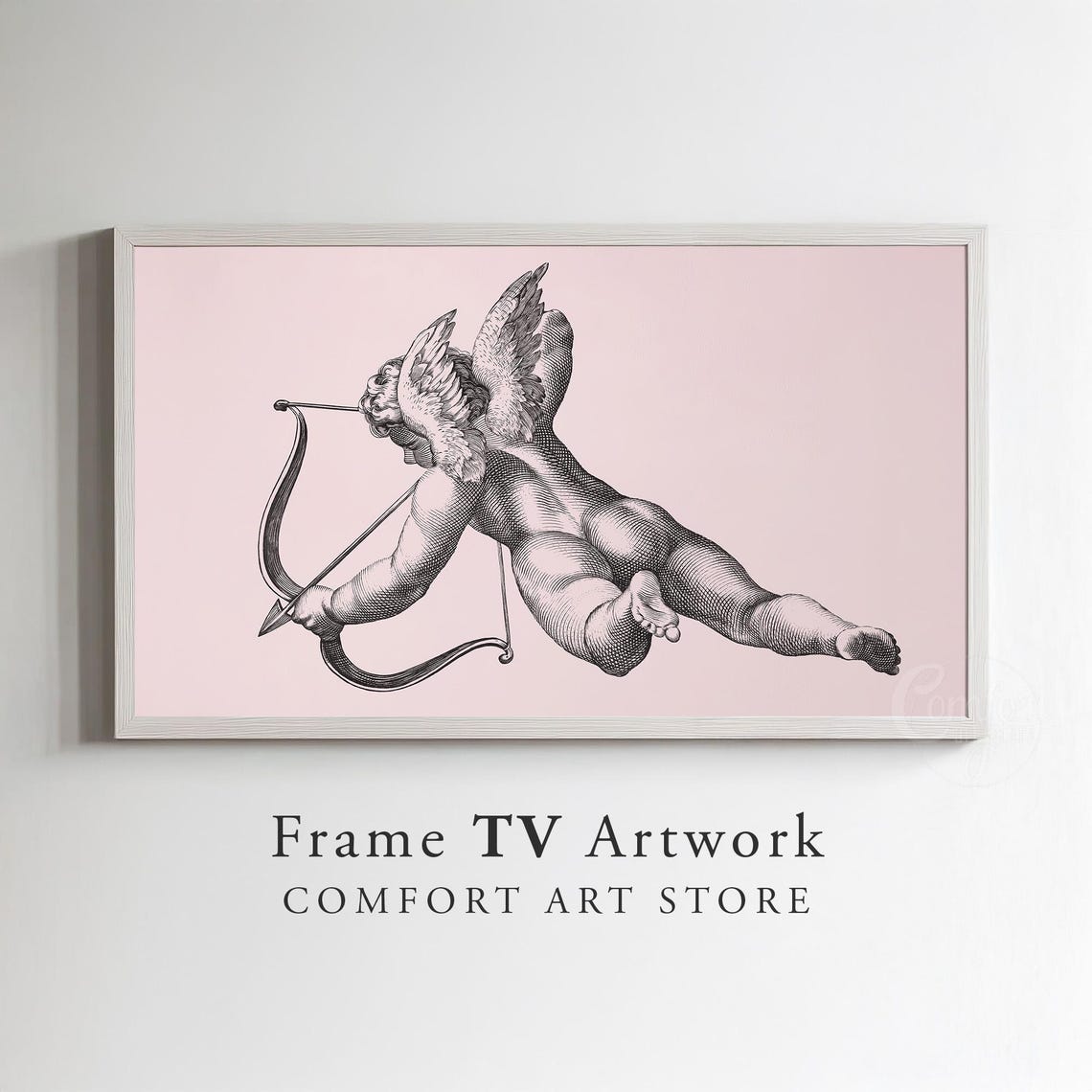 Cupid Drawing Bow Engraving Antique Valentine Frame TV Art Poster - Image 3