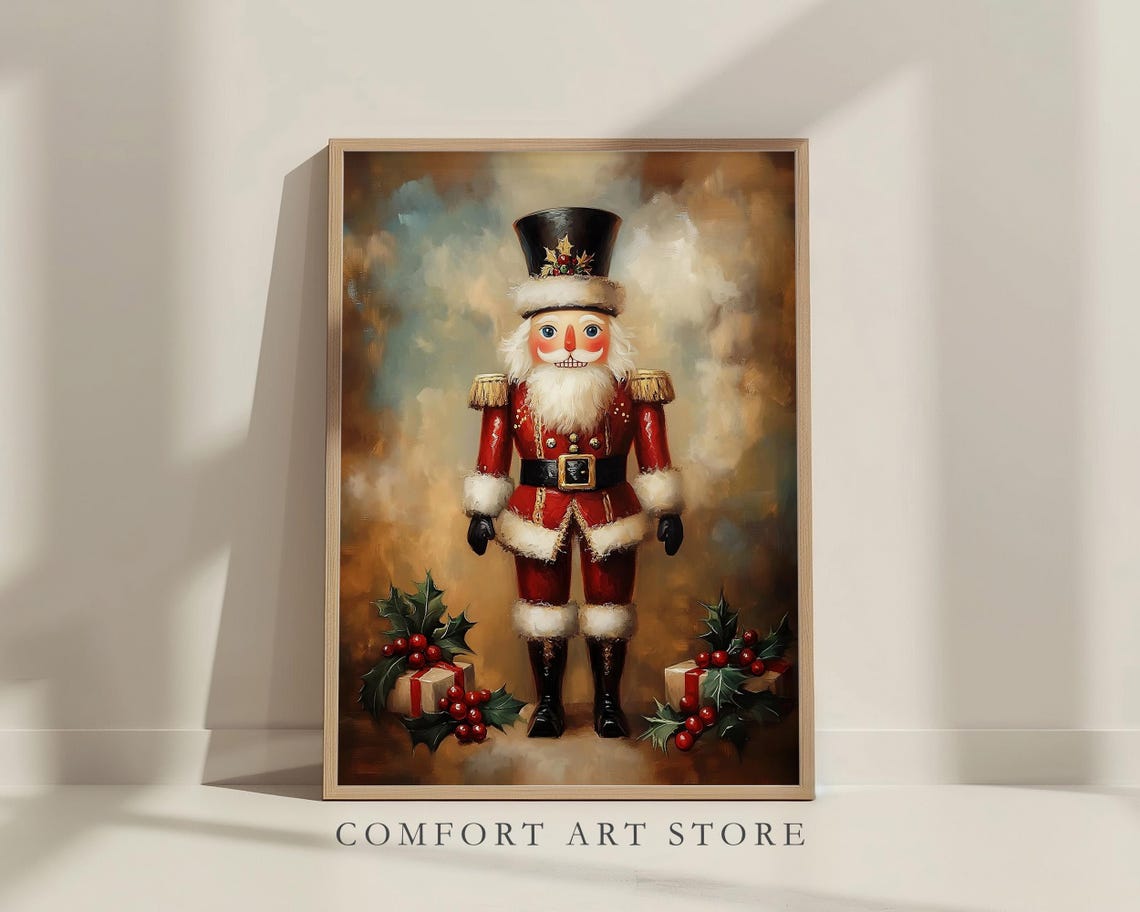 Regal Nutcracker Soldier in Red Coat with Holly Sprigs Wall Art - Image 7