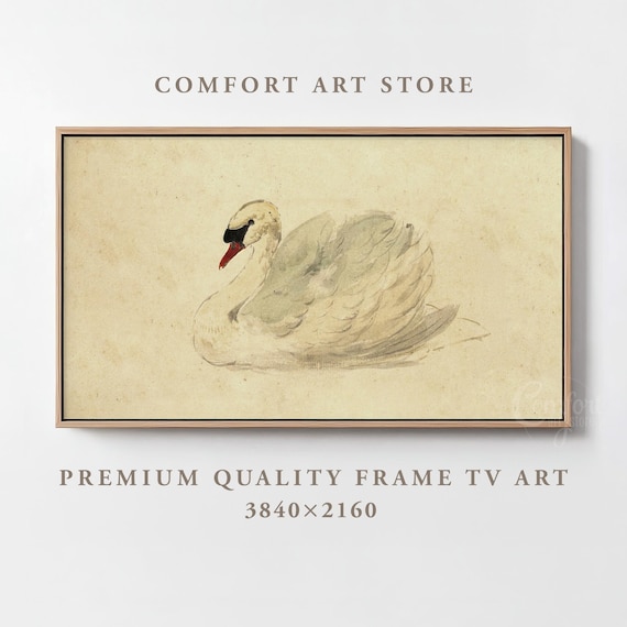 Valentines Day Frame Tv Art Frame Tv Antique Swan Frame Tv Vintage Valentines Swan Watercolor Painting Moody Romantic Home Dcor Tv