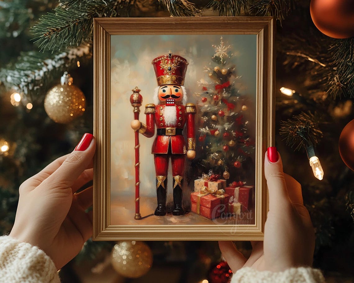 Nutcracker King with Staff by Decorated Christmas Tree Wall Art - Image 5