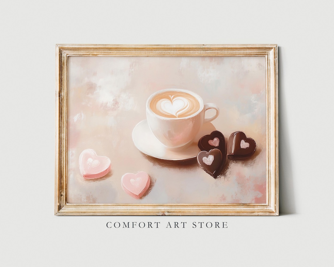 Vintage Heart Coffee Valentines Day Art Print
