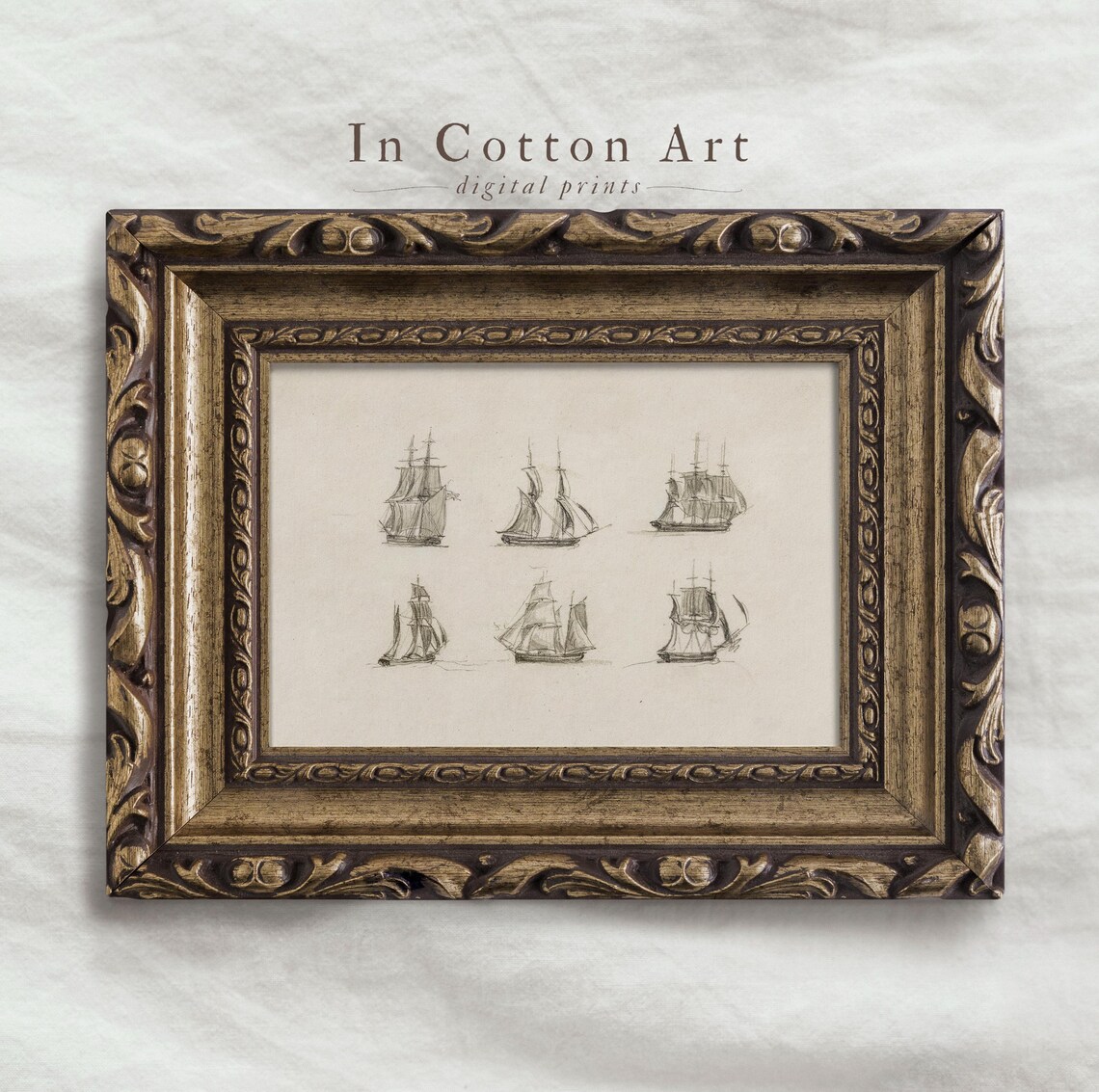 Vintage Ship Sketch Nautical Nursery Art Print - Image 4