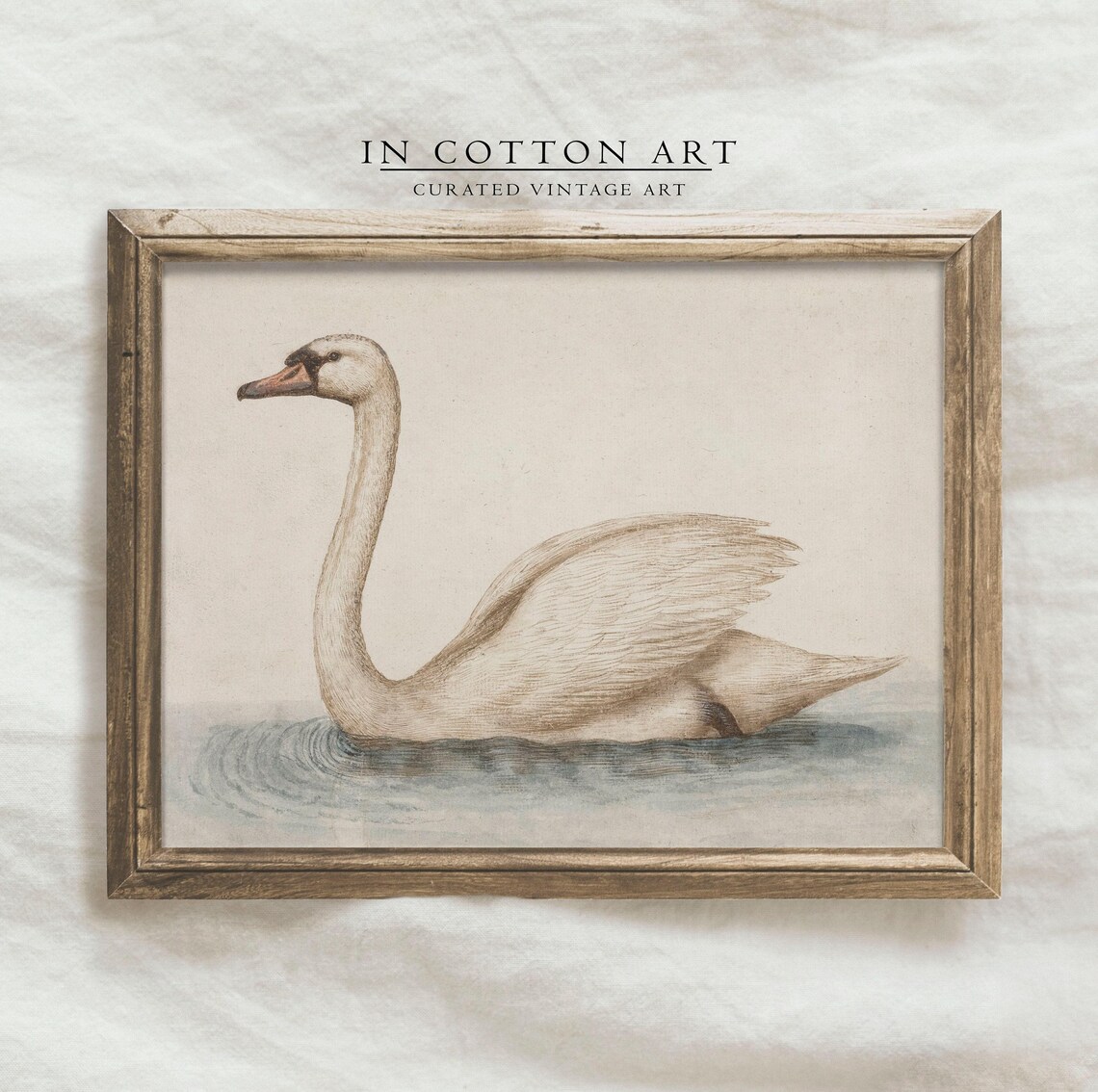 Vintage Swan Painting, French Country Nursery Art Print - Image 4
