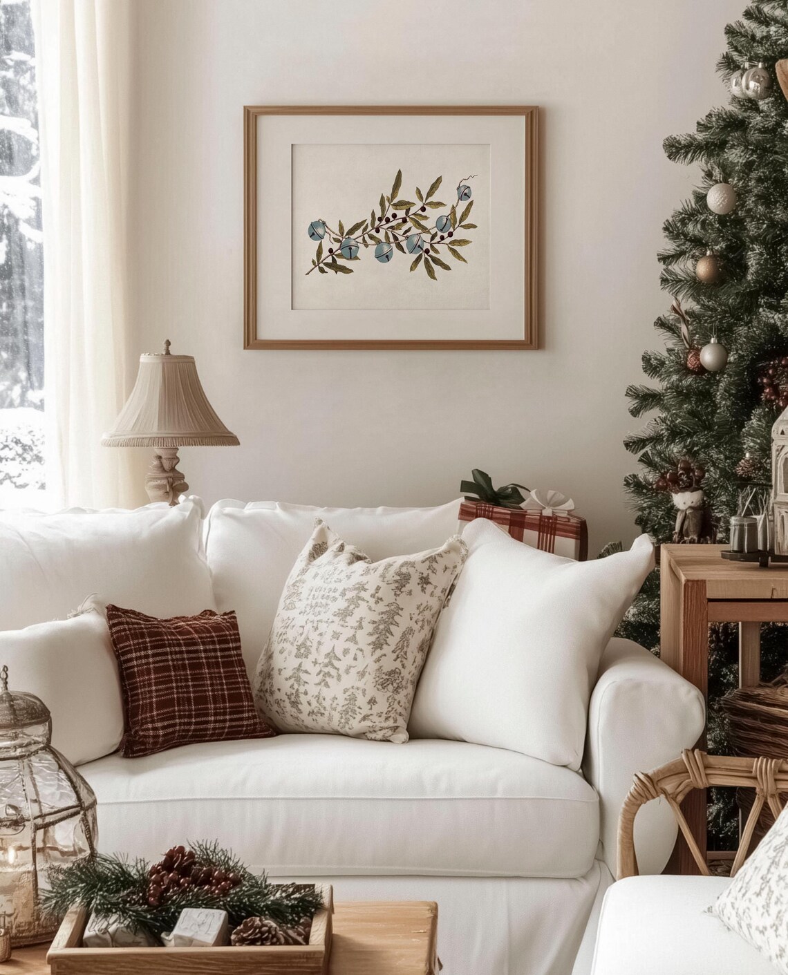 Vintage Christmas Botanical Bells Art Print, Holiday Decor - Image 4